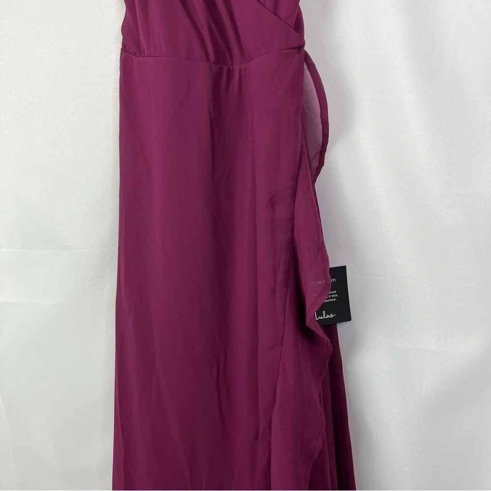 Lulu's Plum Purple In Love Forever Lace Up Back Chiffon Formal Maxi‎ Gown S